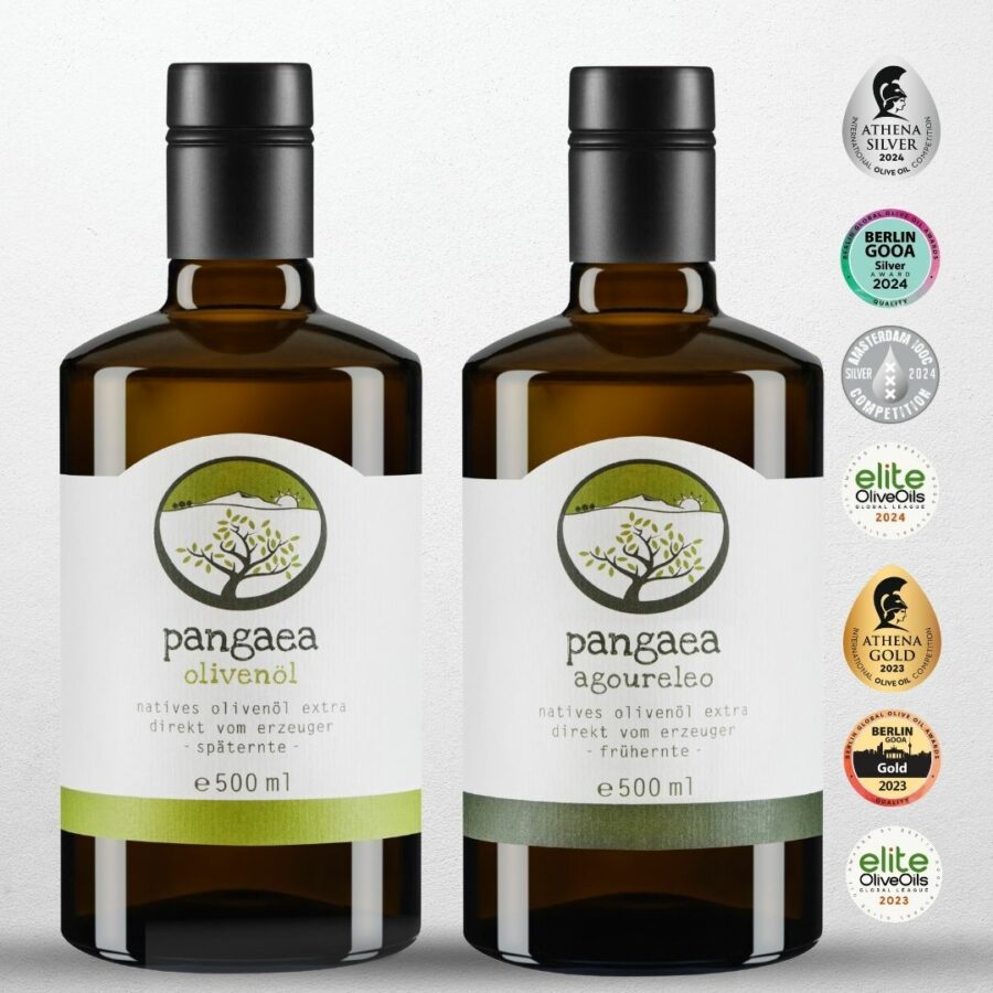 pangaea extra natives olivenöl und agoureleo je 1x 500 ml flasche awards